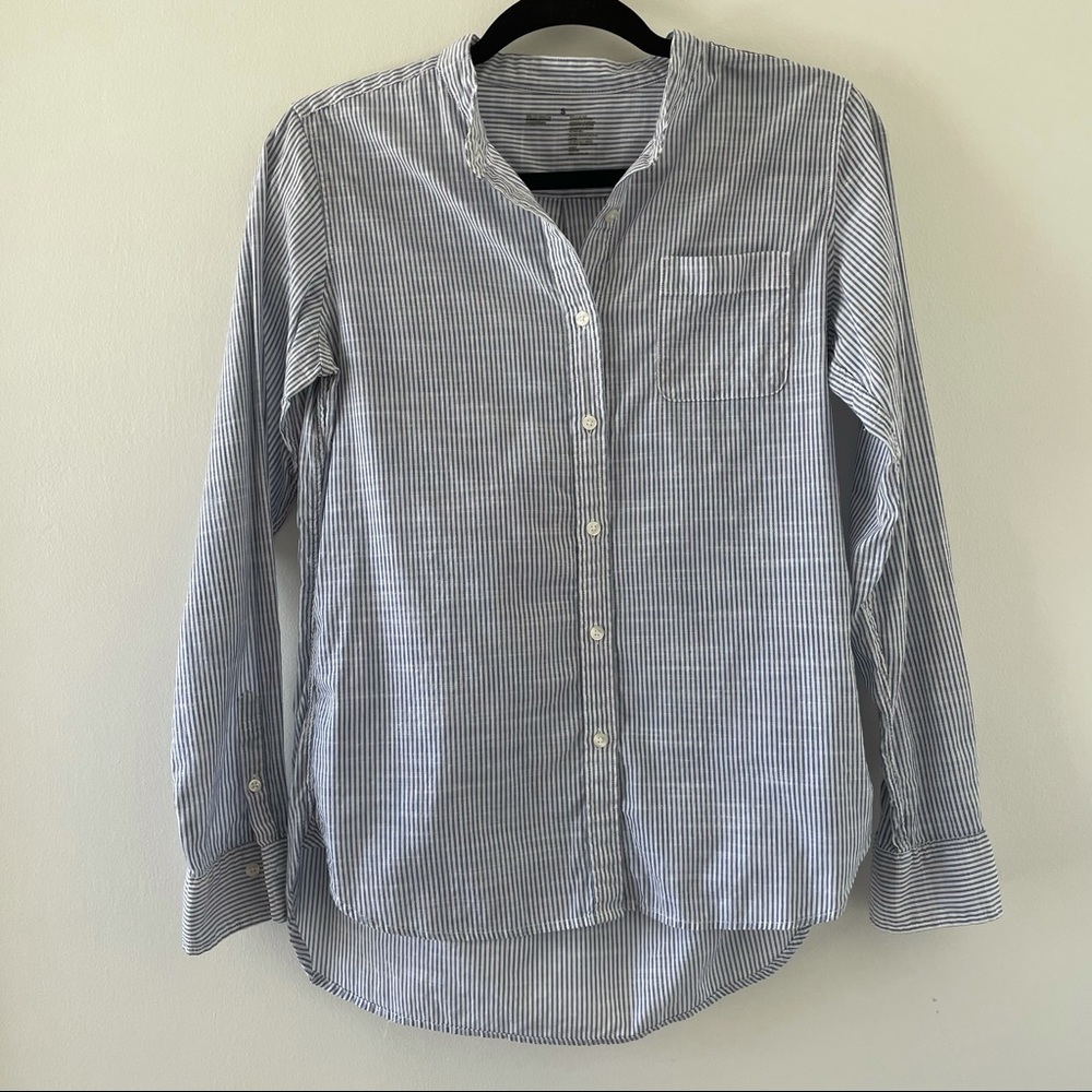 Muji Cotton blue / white striped button down shirt